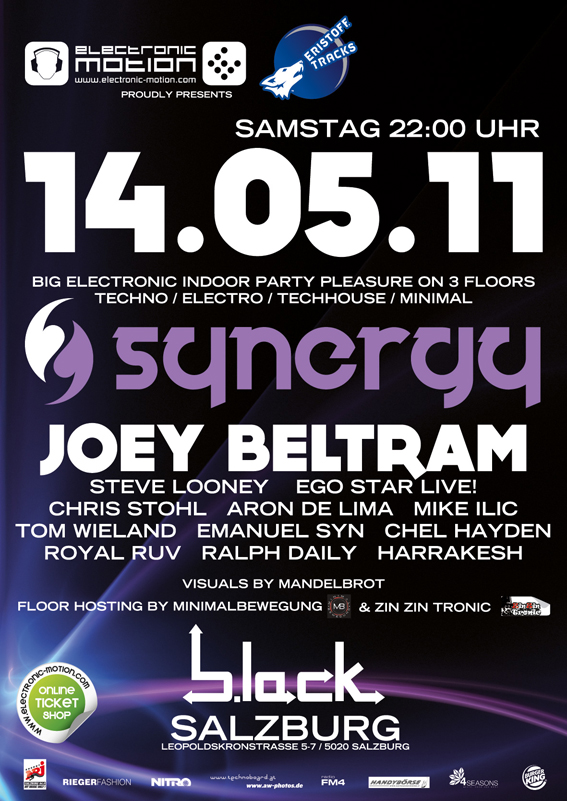 „SYNERGY“ indoor festival with JOEY BELTRAM – 14.05.2011 @ Club b.lack